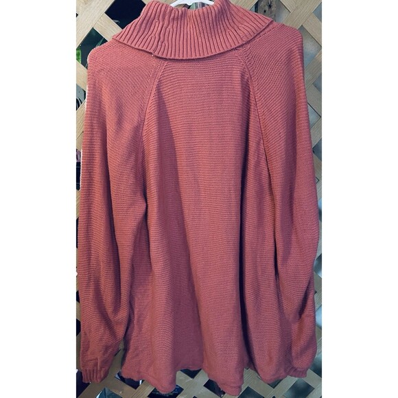 LANE BRYANT Cowl Neck Basket Weave Coral Sweater Roo Pocket 18/20 - Picture 6 of 9
